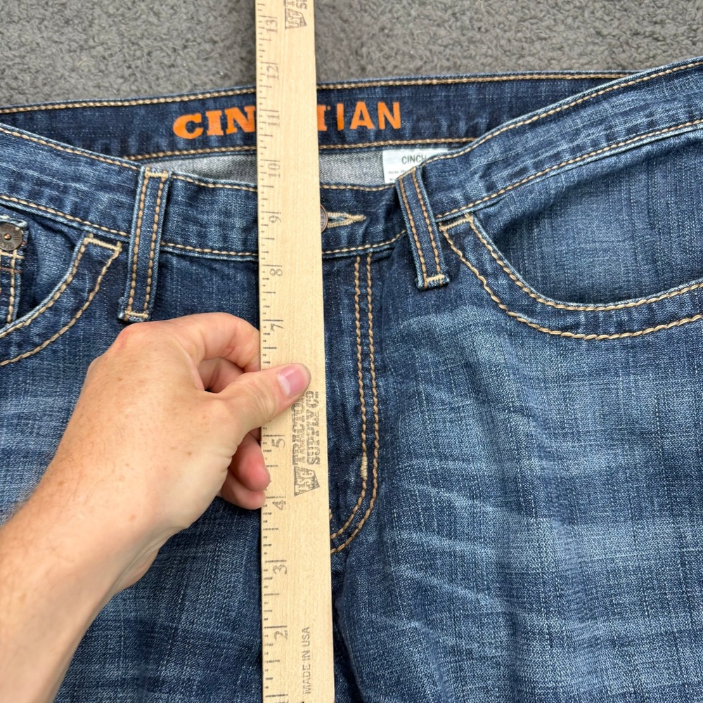 Cinch Ian Mens Slim Fit Bootcut Jeans Dark Wash Blue Denim 33x36 MB63536001 - Picture 4 of 8
